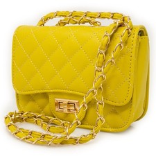 Borsetta donna gialla trapuntata tracolla catena piccola borsa da passeggio