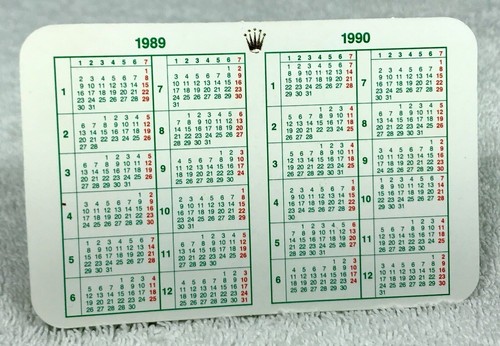 Rolex calendar 1989 1990 - calendar, gmt