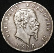 NON COMUNE - 5 LIRE 1878 ROMA