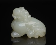 Statua Leone Squisito Intagliato A Mano Giada Hetian Naturale Certificata 100815