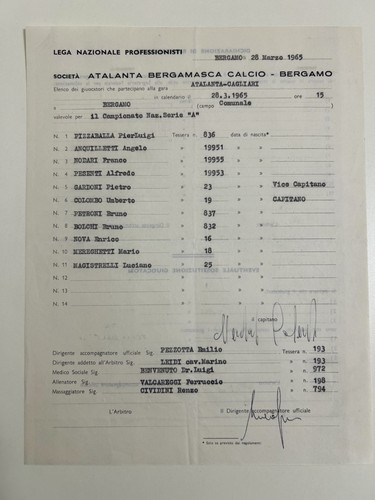 Atalanta vs cagliari - 28/03/65,