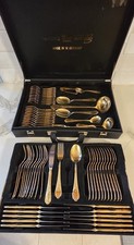 Bestecke Solingen W.Germany 69pz Servizio di posate SBS 23/24k placcato oro per 12