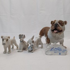 Lotto di 4 cani in ceramica porcellana Spagnola Martinu
