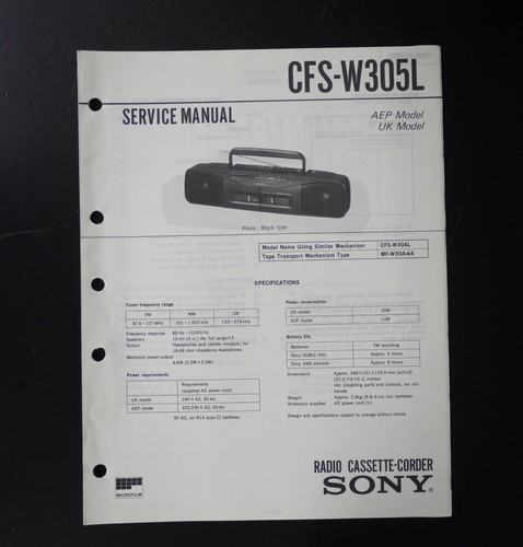 Originale sony cfs - cfs-w305l, radio