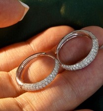 Orecchini a cerchio donna taglio tondo GH SI diamante naturale oro bianco 14 kt