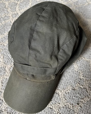 Cappello Berretto Barbour Cotone Cerato Verde con Paraorecchie Uomo Large