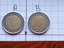 2 RARE Monete 2 euro - SPAGNA  2001 -una con ERRORE CONIO - PER COLLEZIONE    