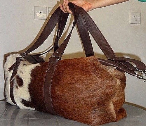 Borsone pelle mucca con - in,
