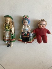 Tre bambole d’epoca una in abiti del Tirolo 20 cm circa