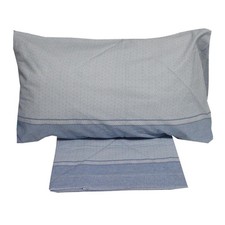 Lenzuola Letto Antica Tessitura Italiana Cotone Blu Rombi 1 Piazza e Mezza Franc