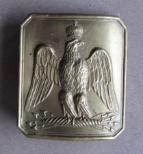 ANTICA FIBBIA CINTURA OTTONE UFFICIALE IMPERIALE FRANCESE 2° IMPERO DOPO IL 1852