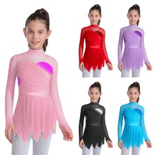 Vestito Bambina Ragazza Increspato Abbigliamento Danza Esercizio Costume Roller Scintillante Body Pa