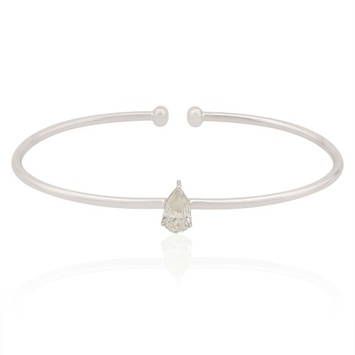 14k oro bianco polsino - bianco,