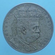 COLONIA ERITREA UMBERTO I 5 LIRE 1891 ROMA COIN ARGENTO SILVER NUMISMATICA