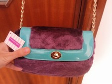 Borsa a tracolla viola e verde