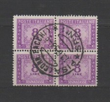 ITALIA 1947 SEGNATASSE 8 LIRE QUARTINA  fil.RUOTA