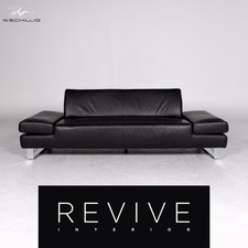 Willi Schillig Taboo Designer Leder Sofa Schwarz Dreisitzer Couch #9577