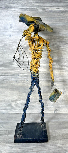 Scultura pescatore arte filo