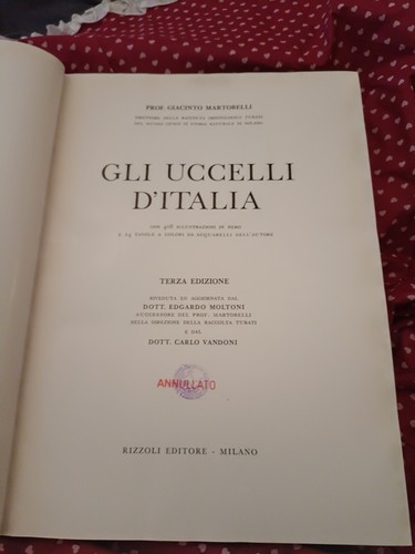 Ornitologia martorelli - -, g.
