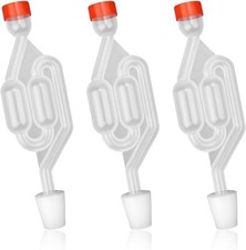 3x Pz Gorgogliatore Fermentazione airlock Tubicini Plastica Gorgogliatori