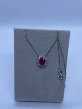 #25 - Ciondolo Rubino contorno Diamanti In Oro 18kt e Catena