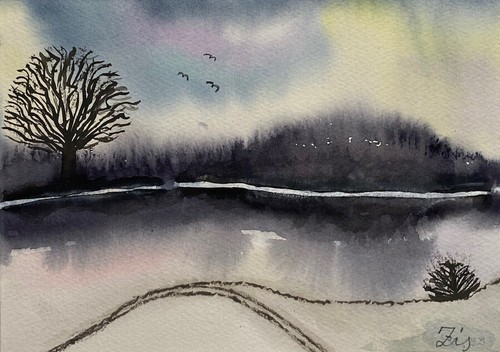 Paesaggio invernale disegno - paesaggio,