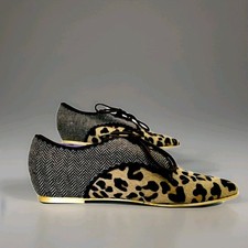 IRREGULAR CHOICE Woman MUTINY Tweed Leopard Print Francesina eu37 uk4 Faux Pony