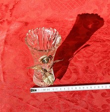 Vasetto in cristallo monofiore e foglie argento