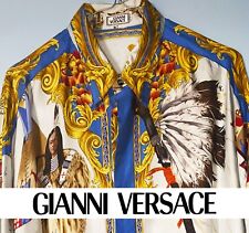 Camicia Gianni Versace in seta Taglia 50 con grafica Indiani