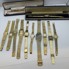 Lotto 12 Orologi Donna Vintage Placcati Oro Lavoro Meccanico Ricambi Riparazione