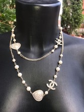 Chanel Crystal Hearts Shape  A 21 C faux Pearls Long Necklace