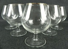 Set servizio 5 Bicchieri in vetro cristallo da whisky liquore vintage filo oro