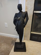 Austin Productions 1988 David Fisher Uomo Con Canna Scultura Nero Opaco