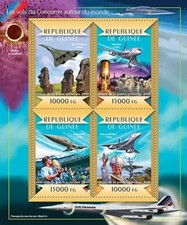 CONCORDE Voli aerei intorno al mondo MNH foglio timbro 4v (2015 Guinea)