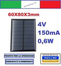 Mini pannello solare 4V 150mA 0,6W in silicone policristallino 60X80X3mm