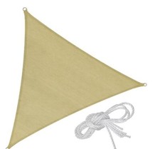Tenda a vela triangolare da sole ombreggiante giardino con anelli acciaio beige