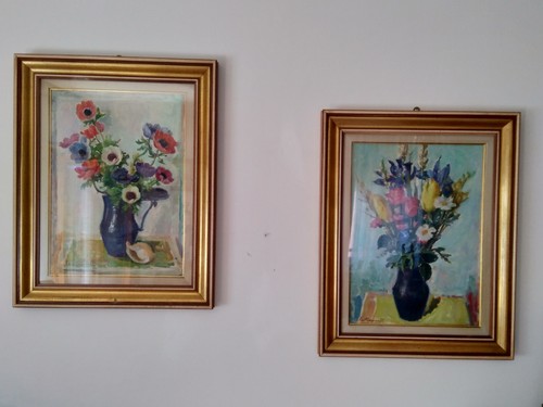 Due quadri olio floreali - due,