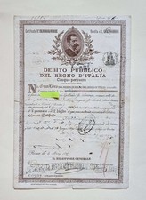 CERTIFICATO DEL DEBITO PUBBLICO DEL REGNO D’ITALIA 1895