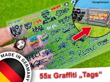 55 Pezzo Graffiti Tags Streetart Adesivo Copertura Adatto per Scala H0, N E Tt