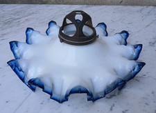 Lampadario fazzoletto opaline BORDO VETRO SOFFIATO originale primi '900 difetto