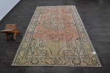 Tappeto vintage turco Oushak 5x9 kilim tappeto anatolico fatto a mano decorazione boho ARANCIONE