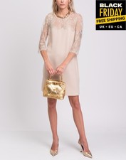 Abito TWIN SET SIMONA BARBIERI Cady Shift taglia S pizzo parte manica 3/4