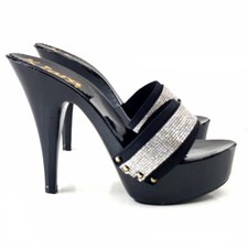 Zoccoli Neri  Strass  Made in Italy 35 al 42 Tacco 13 -K95011  NERO