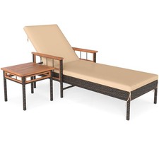 2-Piece Patio Rattan Chaise