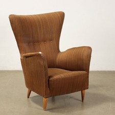 Poltrona Vintage Tessuto e Legno con Braccioli Italia Design Anni 60 Originale