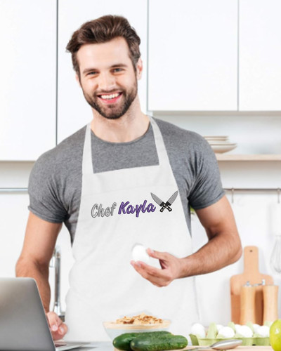 Grembiule chef ricamato con - grembiule,