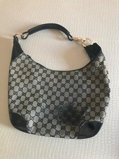GUCCI HOBO BORSA CANVAS MONOGRAM GG GRIGIO NERA VINILE NERO