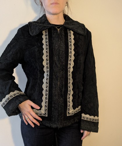 Giacca pelle nera con - giacca,