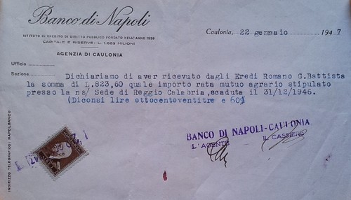 Caulonia 1947 banco napoli - caulonia,