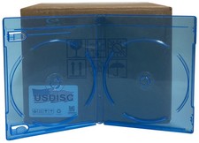 USDISC Blu-ray Cases Standard 12mm, Double 2 Disc (Clear Blue) Lot